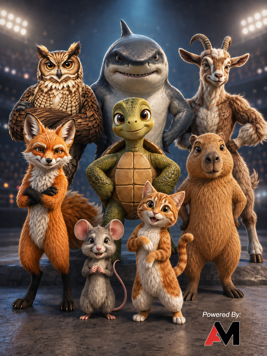 The Arena Master starting cast — eight characters players choose as their first sidekick